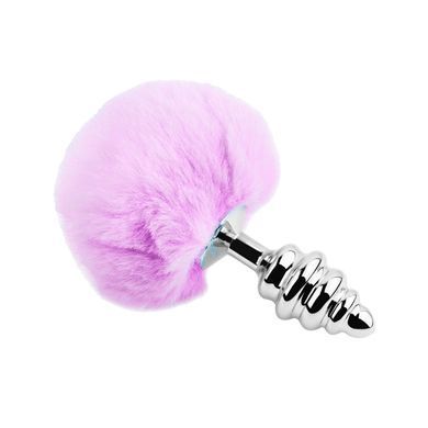 Металева анальна пробка Кролячий хвостик Alive Fluffly Twist Plug L Purple