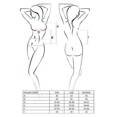 Корсет з пажами HELLEN CORSET black L/XL - Passion, трусики, напівпрозорий EL14500 фото