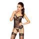 Корсет з пажами HELLEN CORSET black L/XL - Passion, трусики, напівпрозорий EL14500 фото 1