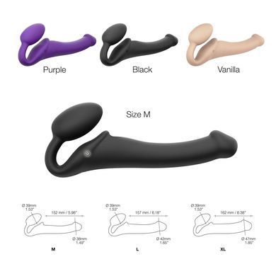 Безремневой страпон с вибрацией Strap-On-Me Vibrating Violet M диаметр 3,3см, пульт ДУ, регулируемый SO3825 фото