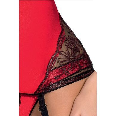 Корсет с пажами BRIDA CORSET red L/XL - Passion Exclusive, трусики, шнуровка PS22716 фото
