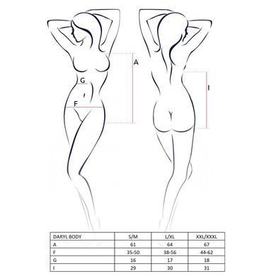 Боді з дуже глибоким декольте DARYL BODY black L/XL - Passion EL14801 фото