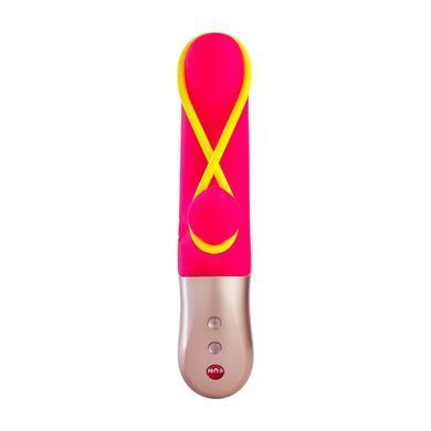 Мінівібратор-кролик зі стимулювальною стрічкою Fun Factory AMORINO pink/neon yellow, стрічка знімна SX0946 фото
