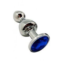 Металлическая анальна пробка Wooomy Lollypop Double Ball Metal Plug Blue L диаметр 3,5, длина 10,5см SO7419 фото