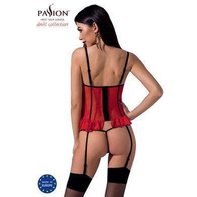 Корсет з відкритими грудьми CHERRY CORSET red L/XL - Passion Exclusive, трусики, пажі, стрепи, оборк PS25504 фото