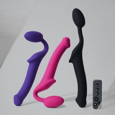 Безремневой страпон с вибрацией Strap-On-Me Vibrating Fuchsia L, диаметр 3,7 см, пульт ДУ, регулируемый SX2572 фото