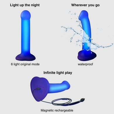 Дилдо, що світиться Strap-On-Me Glow-LED Dildo Purple - M SX2851 фото