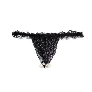 Набор Intt BRAZILIAN PANTY BLACK: трусики на резинке S-XL с жемчужным кольцом + клубничная смазка SO7129 фото