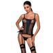 Сітчастий корсет з екошкіри, з люверсами та знімними пажами Malwia Corset black L/XL &mdash; Passion, стрі SO5765 фото 1