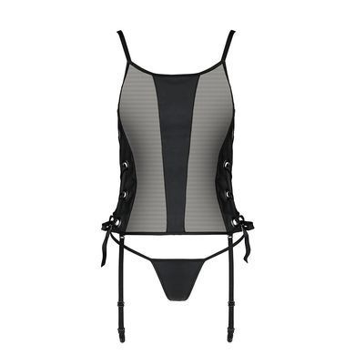 Сітчастий корсет з екошкіри, з люверсами та знімними пажами Malwia Corset black S/M &mdash; Passion, стрін SO5766 фото