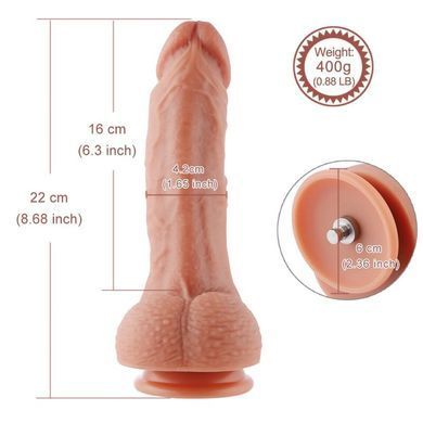 Ультрареалістичний фалоімітатор для секс-машин Hismith 8.3&Prime; 2-layers Silicone Flesh Dildo, двошарови SO6204 фото